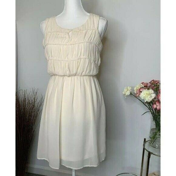 Doe & Rae plaited sheath mini Dress sleeveless cream sz small party - Picture 7 of 12